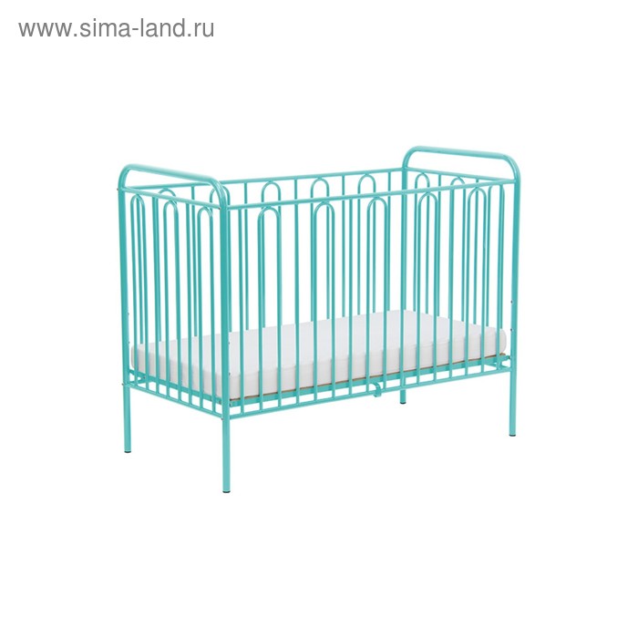 Детская кроватка Polini kids Vintage 110 металлическая, цвет бирюзовый - Фото 1