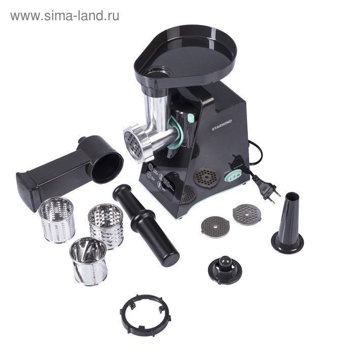 Мясорубка Starwind SMG5480, 1800 Вт, реверс, кеббе, черно-синяя - Фото 1
