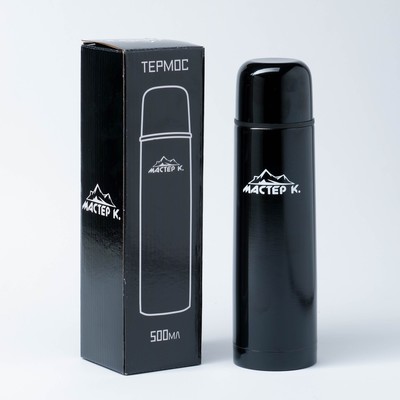 Термос, 500 мл, Гильза "Мастер К", с кружкой, сохраняет тепло 24 ч, 25 х 7 см