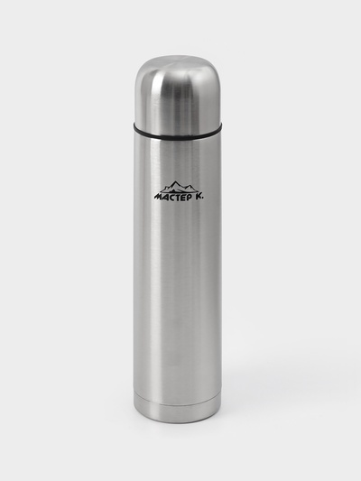 Термос гильза Мастер К, 1 л, с кружкой, сохраняет тепло 24 ч, нержавеющая сталь, цвет хром