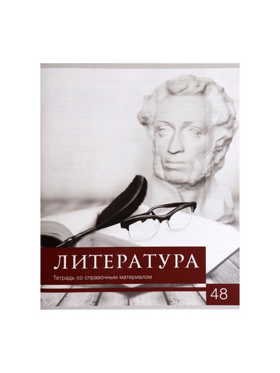 Предметная тетрадь по литературе Calligrata «Чёрное-белое», 48 листов, в линейку, со справочным материалом, бумажная обложка