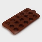 Форма для шоколада Доляна «Лакомство», силикон, 21×10,4 см, 15 ячеек, цвет коричневый - Фото 4