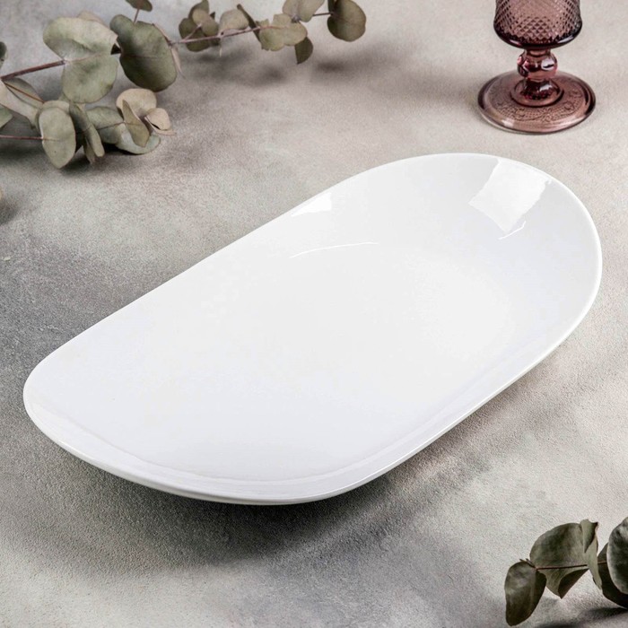 Блюдо фарфоровое овальное Wilmax, 38×22 см, цвет белый - Фото 1