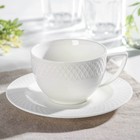 Чайная пара фарфоровая Wilmax «Юлия Высоцкая», 2 предмета: чашка 240 мл, блюдце, цвет белый - фото 318173272