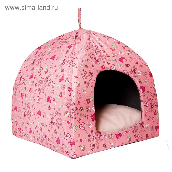 Юрта Сердечки, 42 х 42 х 48 см, розовая - Фото 1