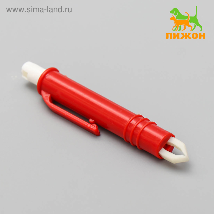 Выкручиватель клещей, выдвижной, пластик, красный - Фото 1