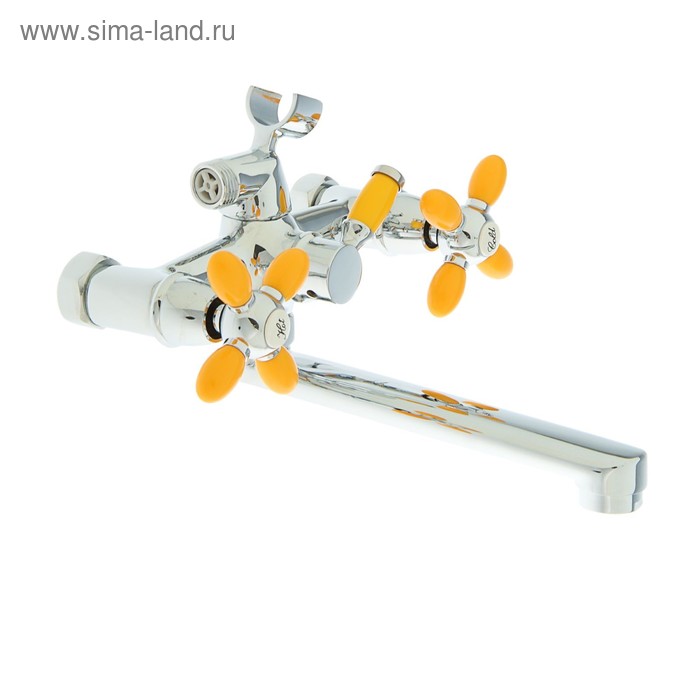 Смеситель для ванны Accoona A6482H, двухрычажный, желтый/хром 1975187 - Фото 1