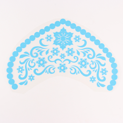 Термотрансфер на кокошник «Снежинки с завитками», цвет синий с серебром