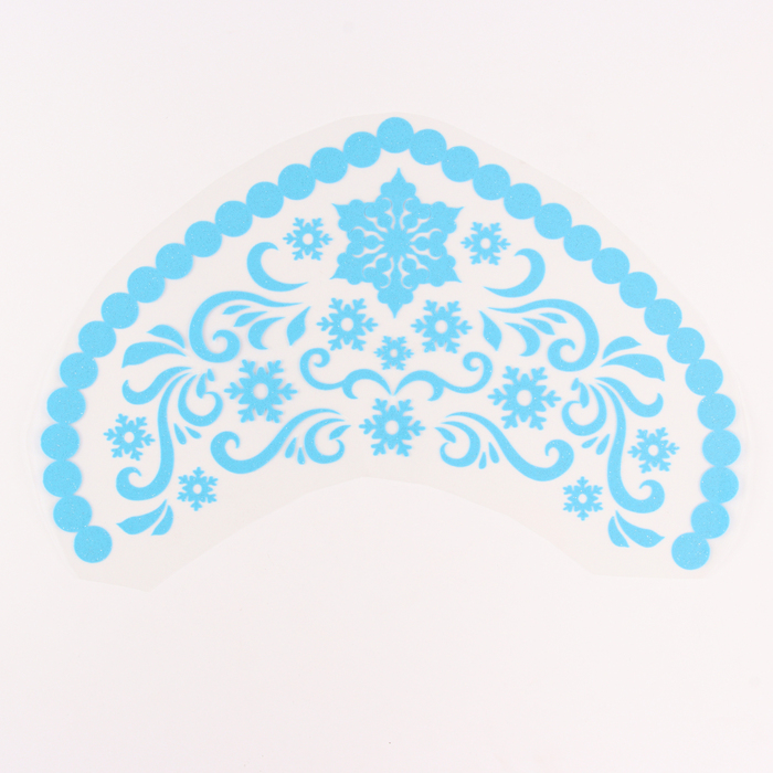 Термотрансфер на кокошник «Снежинки с завитками», цвет синий с серебром - Фото 1