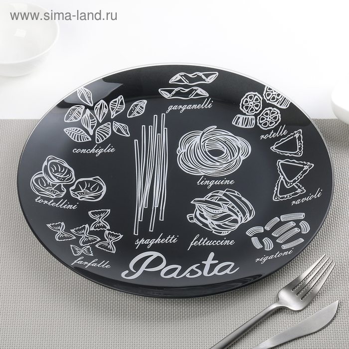 Тарелка обеденная «Паста», d=30 см, цвет чёрно-белый - Фото 1