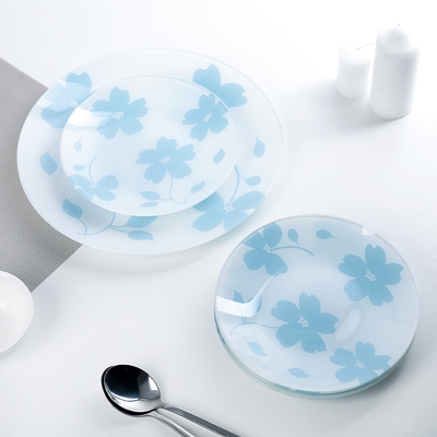 Набор тарелок «Флорин», 7 предметов: d=30 см - 1 шт, d=20 см - 6 шт, цвет бело-голубой
