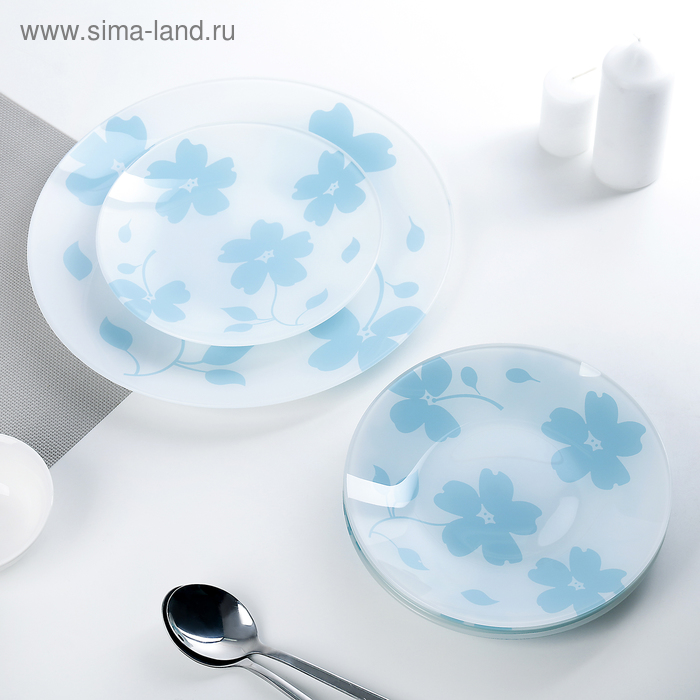 Набор тарелок «Флорин», 7 предметов, цвет бело-голубой