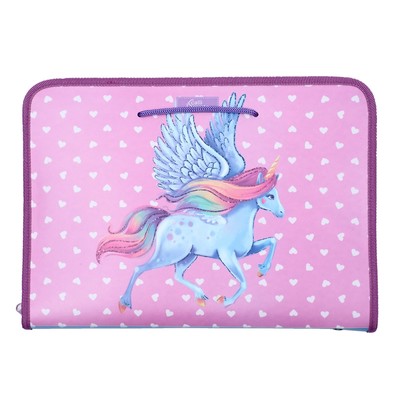 Папка для труда с ручками А4 (320х230х25 мм), молния вокруг, пластик "Единорог"