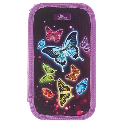 Пенал 2 секции 105 х 190 мм, ламинированный картон Calligrata "Бабочки"