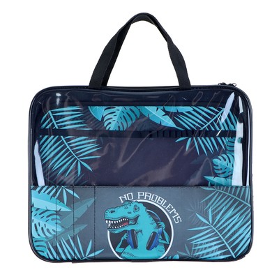 Папка для труда А4 с ручками, текстиль, ПВХ, 335 х 260 х 20 мм, Calligrata «Динозавр»