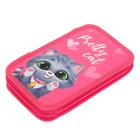 Пенал 2 секции, 125 х 205 х 40 мм, Calligrata 30П26/2 "Милый котенок", ламинированный картон - Фото 2