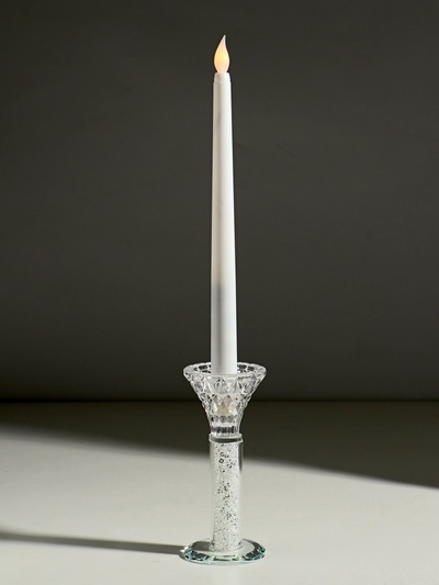 Стеклянный подсвечник на 1 свечу «Тюльпан с белыми шариками», прозрачный, 14×6×6 см