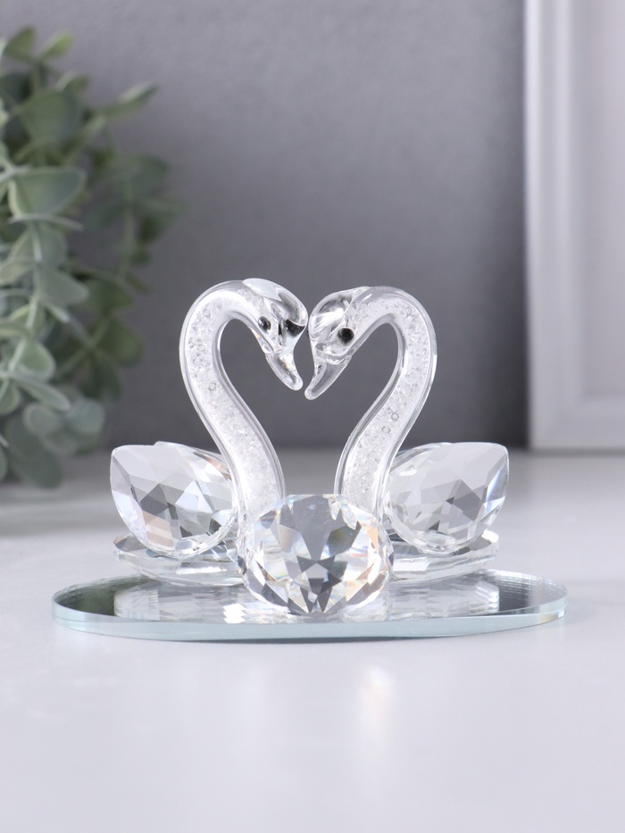 Фигурка стекло «Лебеди со стразой», 11×7×7 см - Фото 1