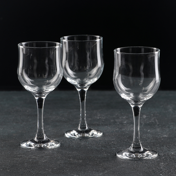 Набор стеклянных бокалов для красного вина Tulipe, 240 мл, 3 шт - фото 1908223774