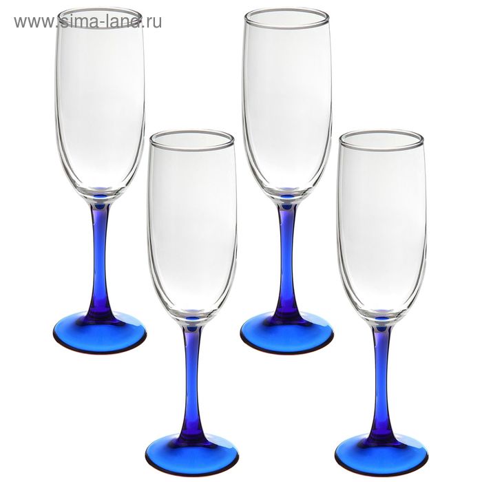 Набор бокалов для шампанского Империал Блю, 4 шт, 155 мл - Фото 1