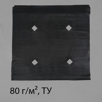 Материал мульчирующий, с перфорацией, 5×1.6 м, плотность 80 г/м², спанбонд с УФ-стабилизатором, 2 ряда перфорации, чёрный, Greengo, Эконом 30%
