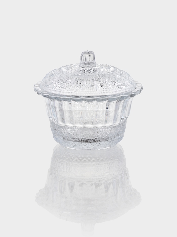 Сахарница Paşabahçe Konya, d=12 см, с крышкой, стекло, прозрачная - Фото 1