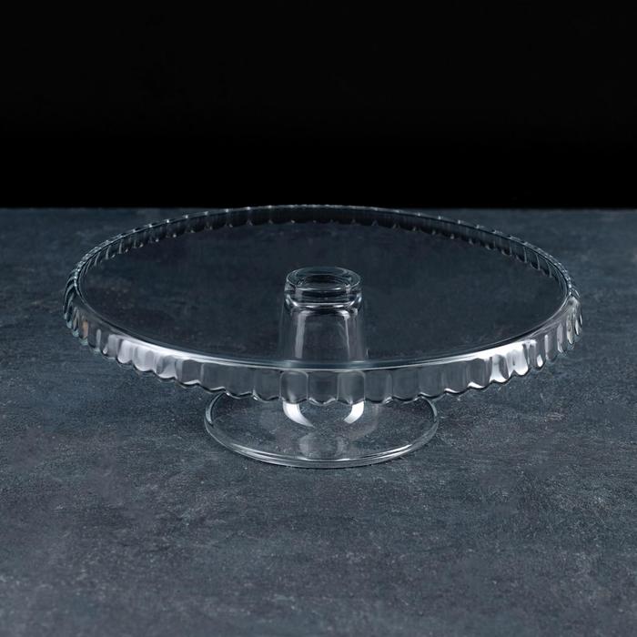 Подставка для торта Paşabahçe Patisserie, d=28 см, на ножке, стекло, прозрачная - Фото 1