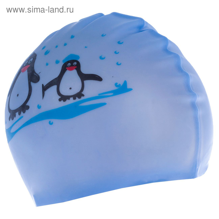 Шапочка для бассейна «Пингвины» детская, безразмерная, цвет МИКС - Фото 1