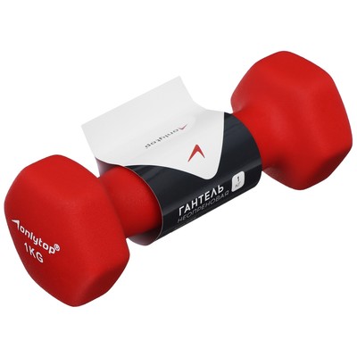 Гантель неопреновая ONLYTOP, 1 кг, цвета МИКС