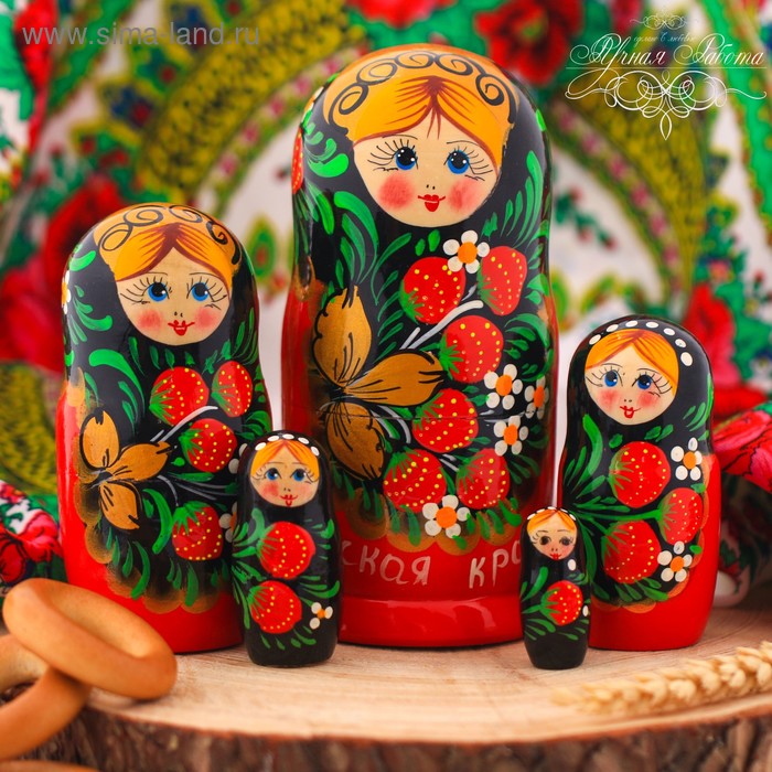 Матрёшка 5-ти кукольная «Хохлома. Краса России», 15 см