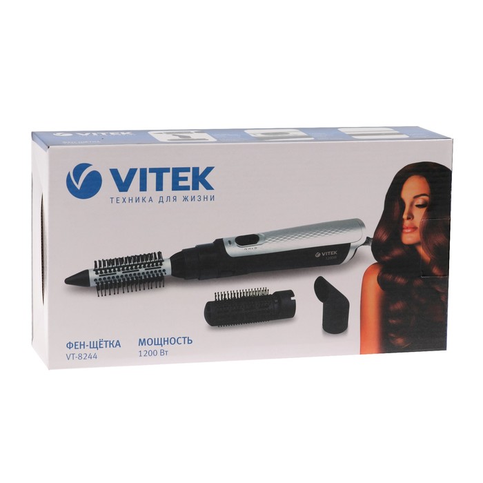 Фен-щётка Vitek VT-8244, 1200 Вт, 2 насадки, 3 режима - фото 51356499