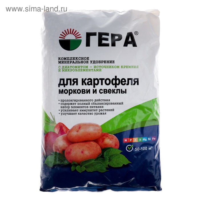 Удобрение "ГЕРА" для Картофеля, моркови и свеклы, с диатомитом, 2,3 кг - Фото 1