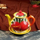 Набор чайный Риштанская керамика "Гранаты", 9 предметов (чайник 1 л, пиалы 0,5/0,3 л) - Фото 6