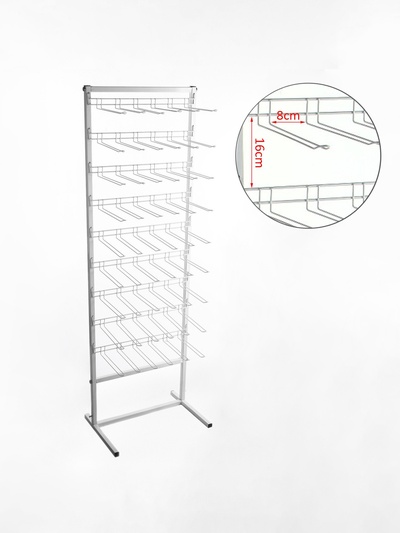 Стойка для семян 60×40×180 см, 9 ярусов с крючками L25 см, d=4 мм, белая