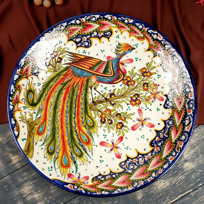 Ляган Риштанская Керамика "Жар-птица", 42 см - фото 1905543122