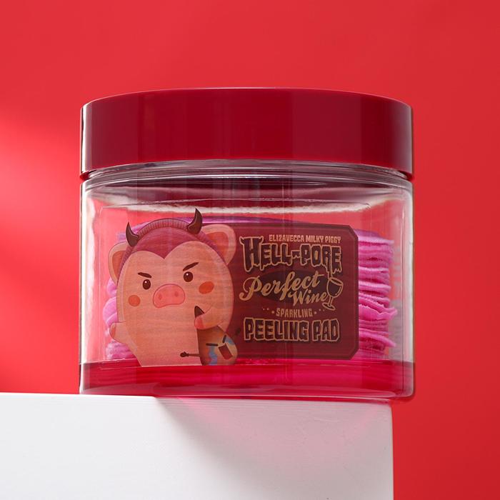 Пилинг-диски Elizavecca Hell Pore Perfect Wine Sparkling Peeling Pad с экстрактом вина, 30 шт. 18145