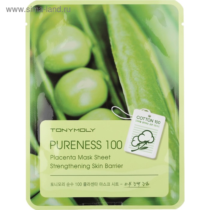 Тканевая маска для лица Tony Moly Pureness 100 с плацентой, 21мл - Фото 1