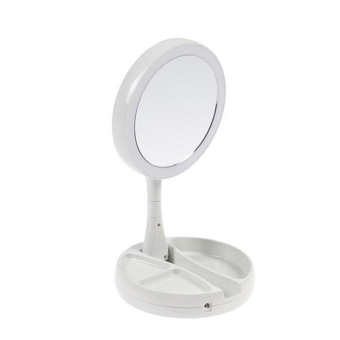 Зеркало Luazon KZ-09, подсветка, настольное, 30 × 16 × 16 см, увеличение х 10, USB, белое - фото 1898194700