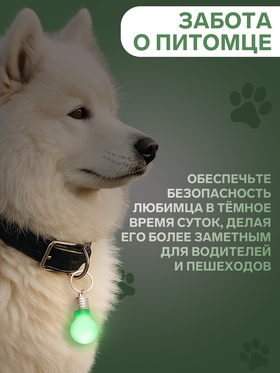 Маячок световой на ошейник для больших и средних собак, фасовка 12 шт., зелёный (комплект 12 шт)