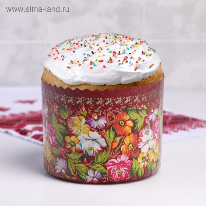 Форма бумажная для кекса, маффинов и кулича "Жостово МИКС" 134 x 100мм, - Фото 1