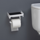 Держатель для туалетной бумаги с полочкой, белый - Фото 2