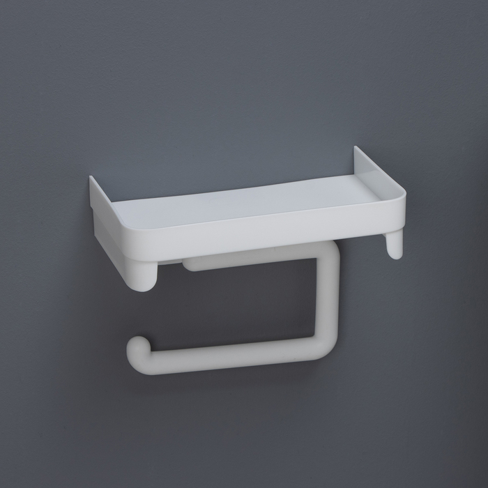 Держатель для туалетной бумаги с полочкой, белый - Фото 1