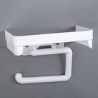 Держатель для туалетной бумаги с полочкой, белый - Фото 6
