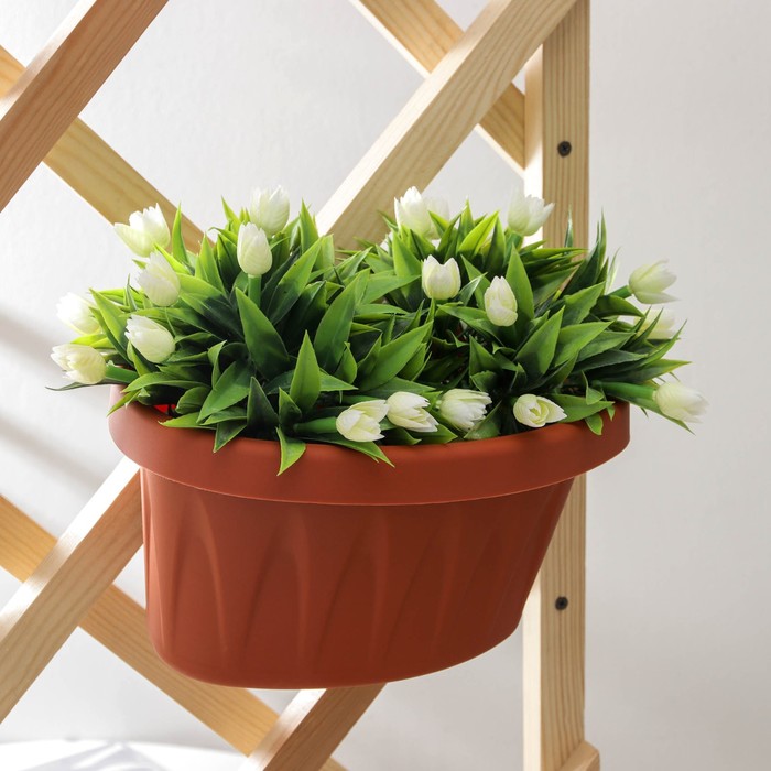 Кашпо для цветов на водосточную трубу IDEA «Алиция», 3.5 л, пластик, коричневый