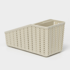 Подставка - органайзер для канцелярии «Вязание», 4 секции, белый ротанг - Фото 4