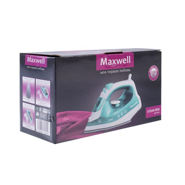 Утюг Maxwell MW-3039, 1800 Вт, тефлон, отпаривание, зеленый - фото 51482760