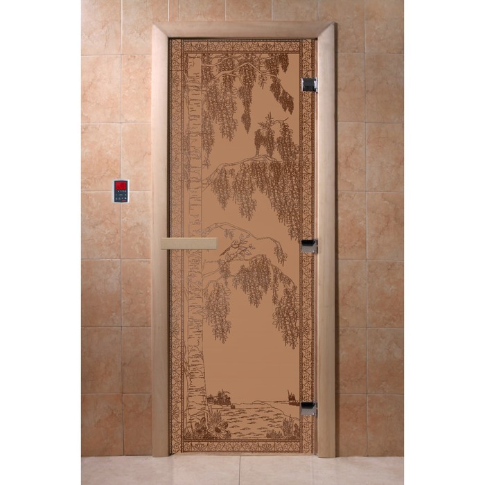 Дверь «Берёзка», размер коробки 190 × 70 см, правая, цвет матовая бронза