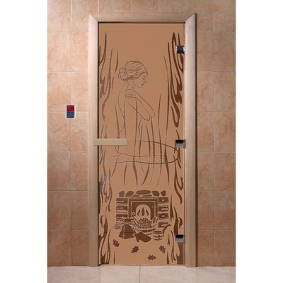 Дверь для бани стеклянная «Волшебный пар»,190 × 70 см, правая, цвет матовая бронза
