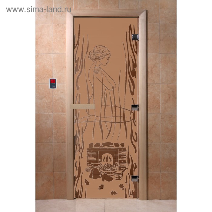 Дверь для бани стеклянная «Волшебный пар»,190 × 70 см, правая, цвет матовая бронза - Фото 1