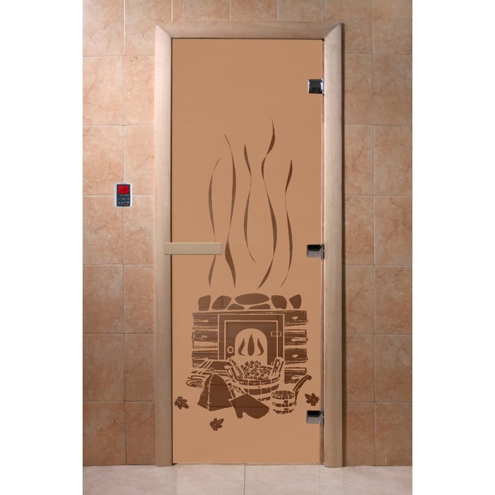 Дверь для бани стеклянная «Банька», размер коробки 190 × 70 см, левая, цвет матовая бронза